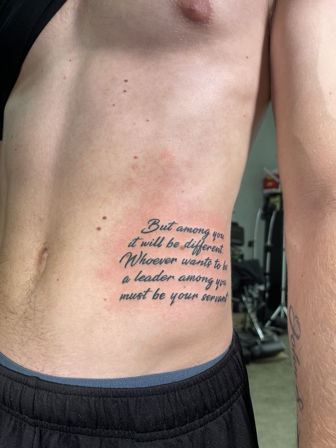 2020 rib script tattoo, view two
