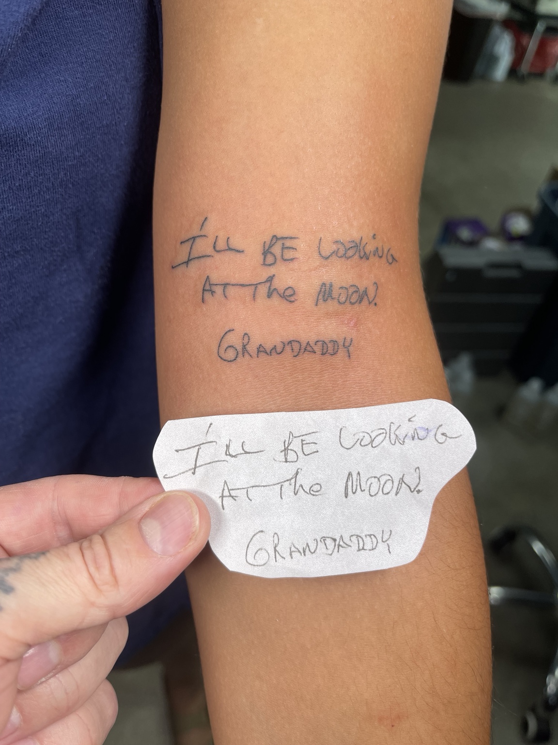 Handwriting memorial script tattoo
