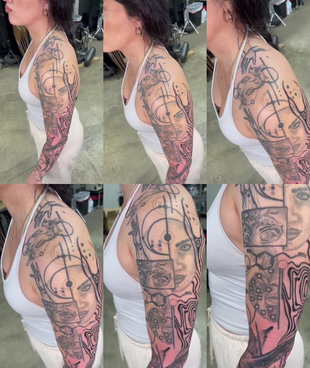 Abstract portrait sleeve, completed full-arm project