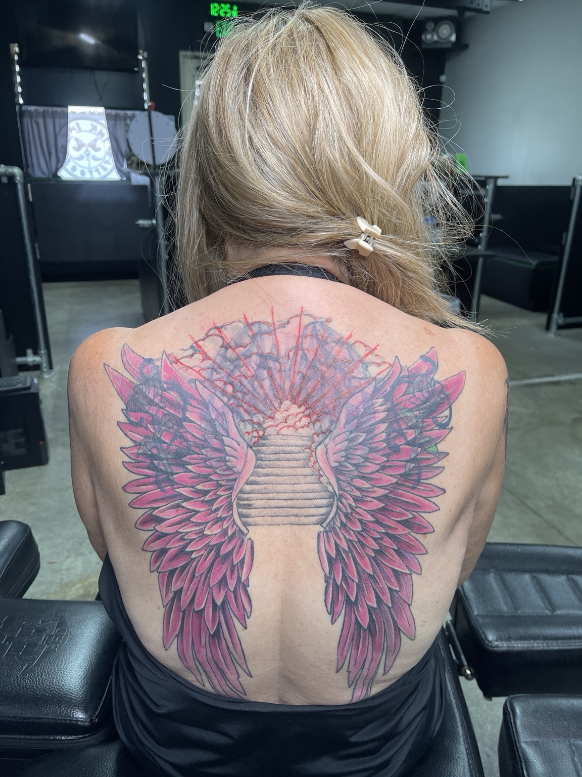 Winged back tattoo alternate angle