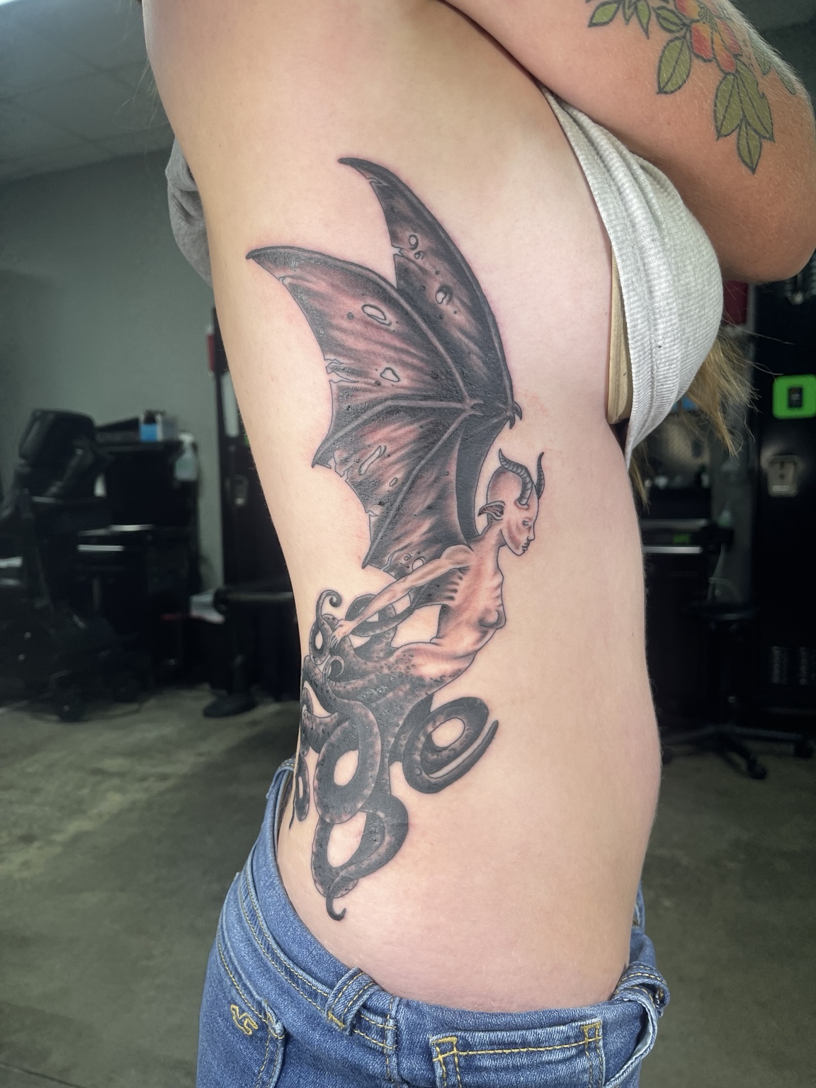Dragon side tattoo alternate view