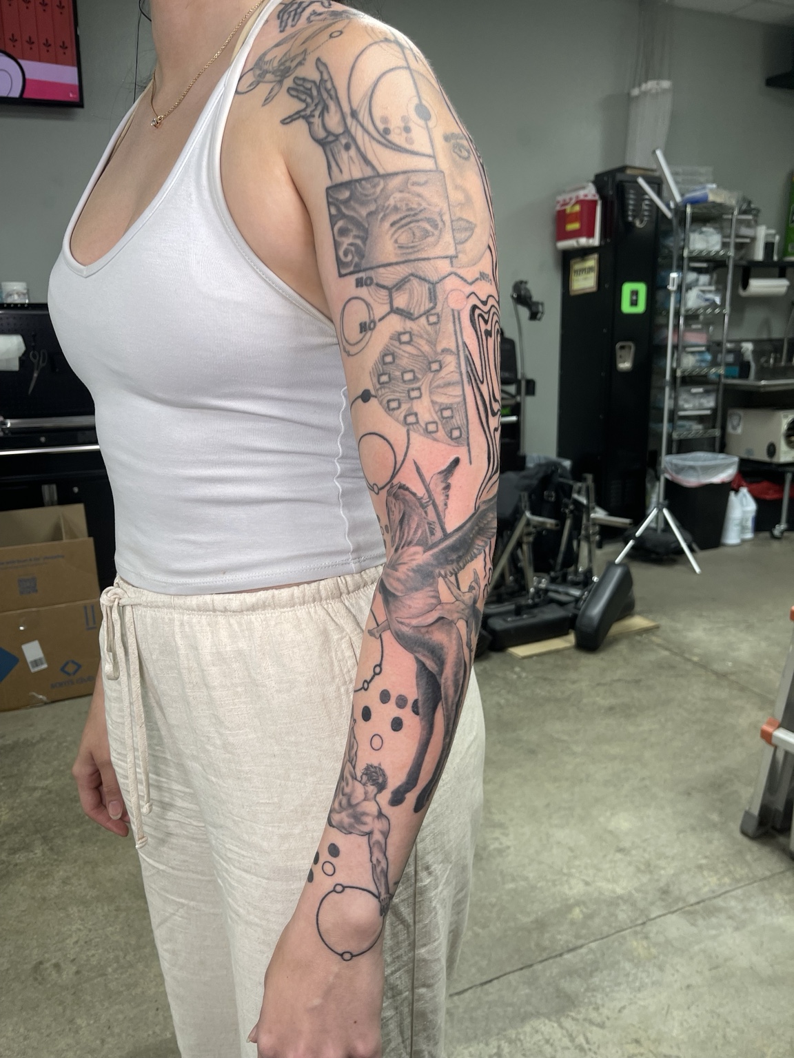 Patchwork illustrative arm primary view