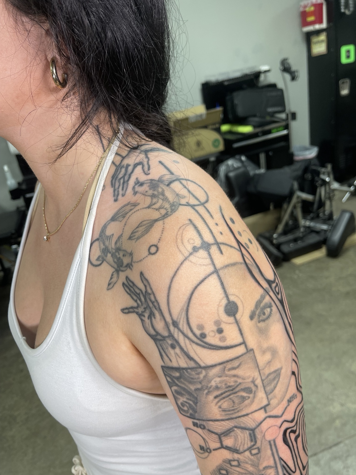 Patchwork illustrative arm alternate view