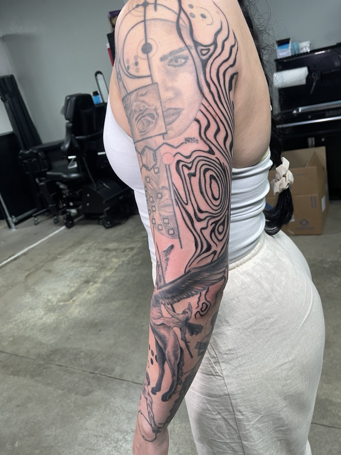 Patchwork illustrative arm alternate view