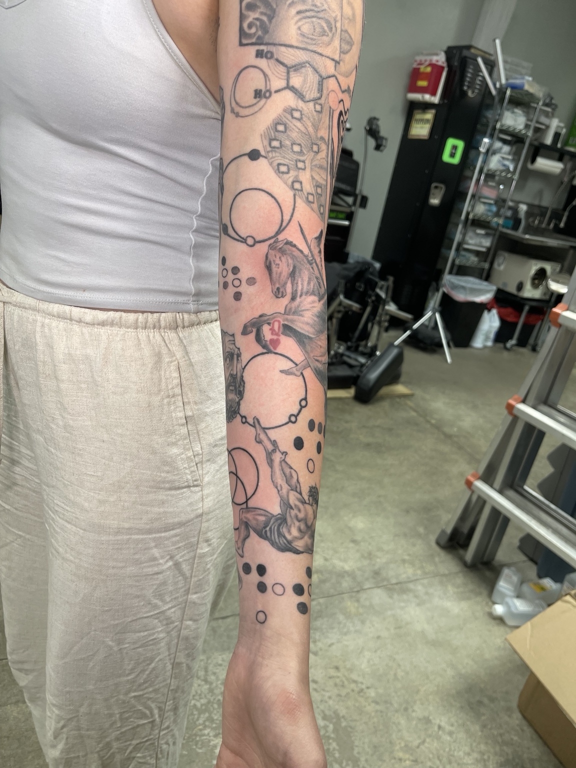 Patchwork illustrative arm alternate view
