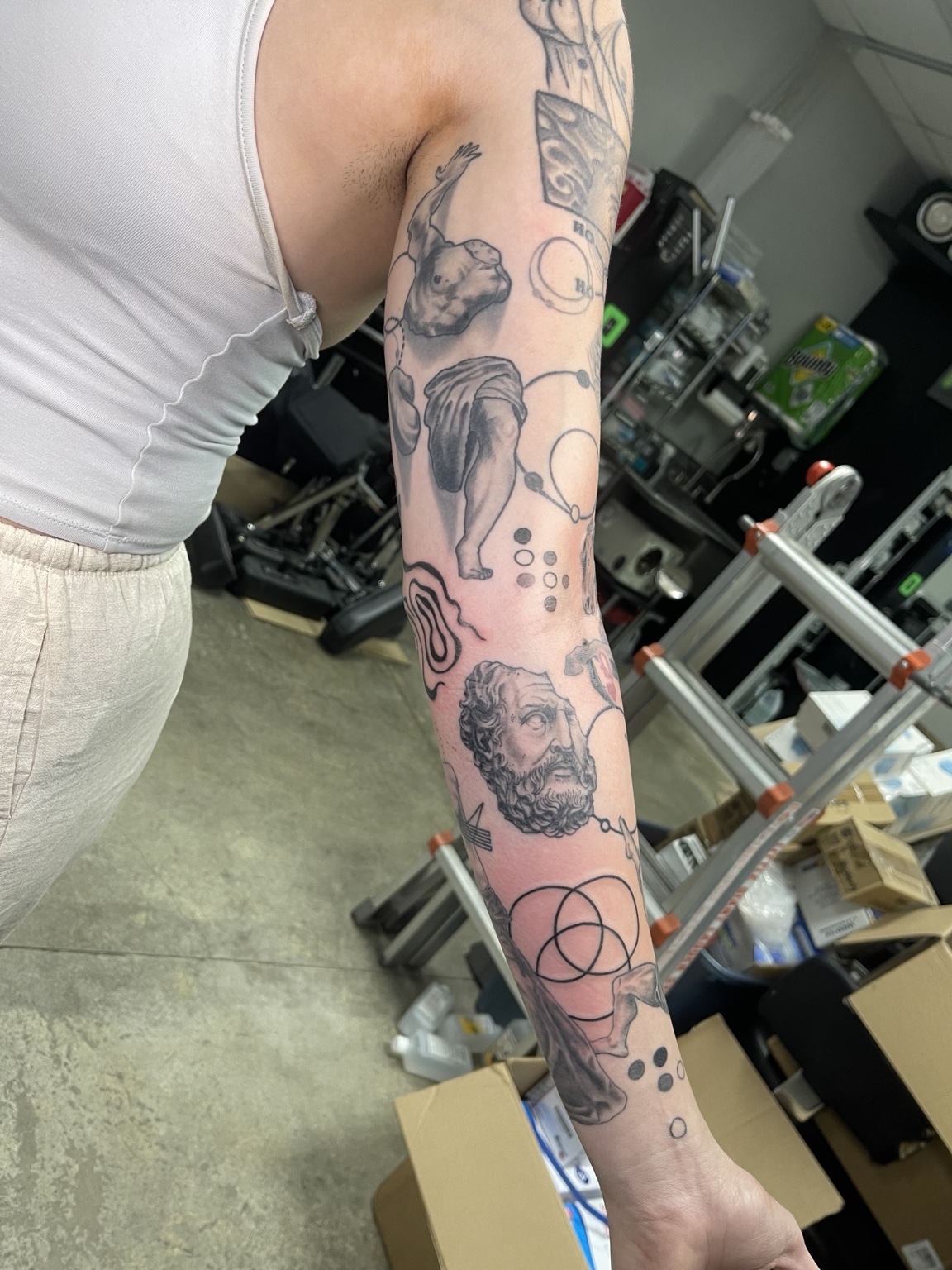 Patchwork illustrative arm additional view
