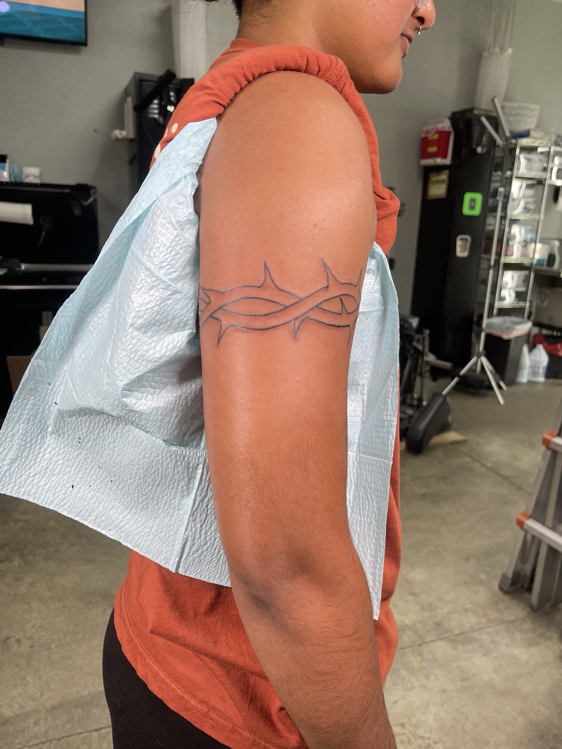 Upper arm tribal band second view