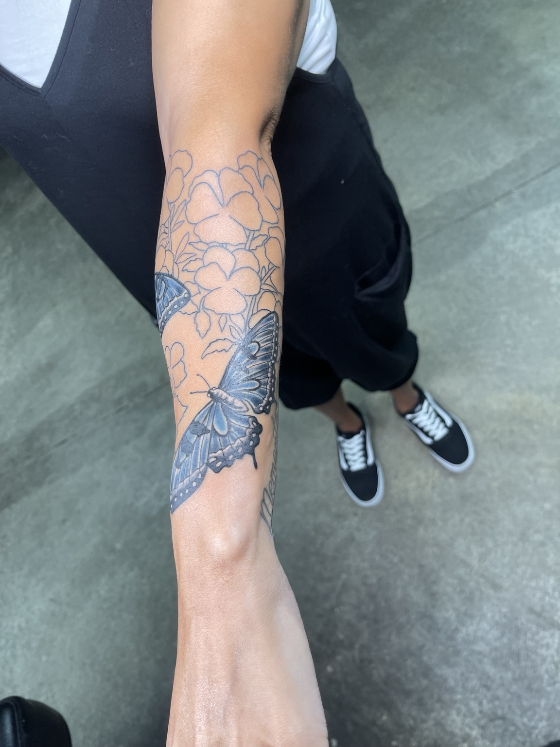 Butterfly and honeycomb forearm tattoo second view