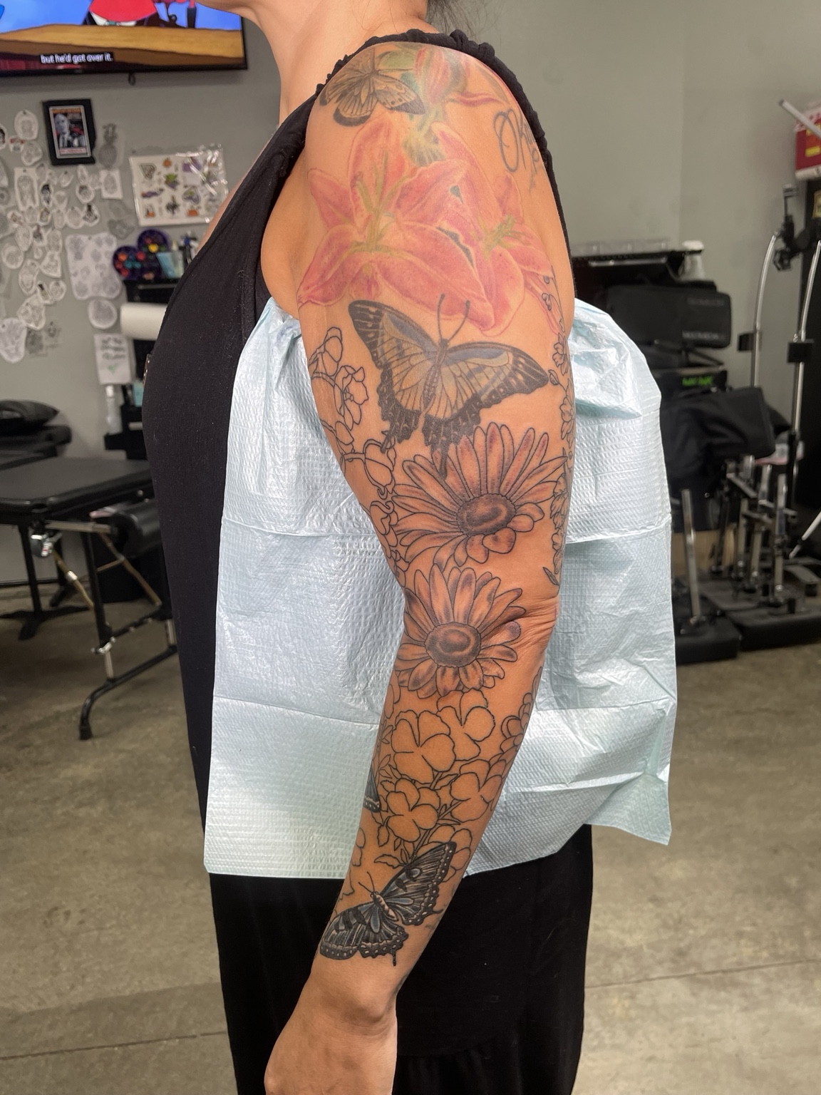 Floral arm tattoo alternate view