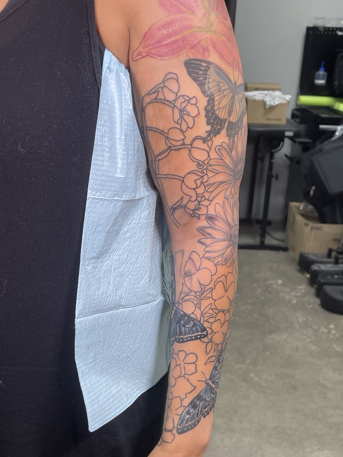 Floral arm tattoo alternate view