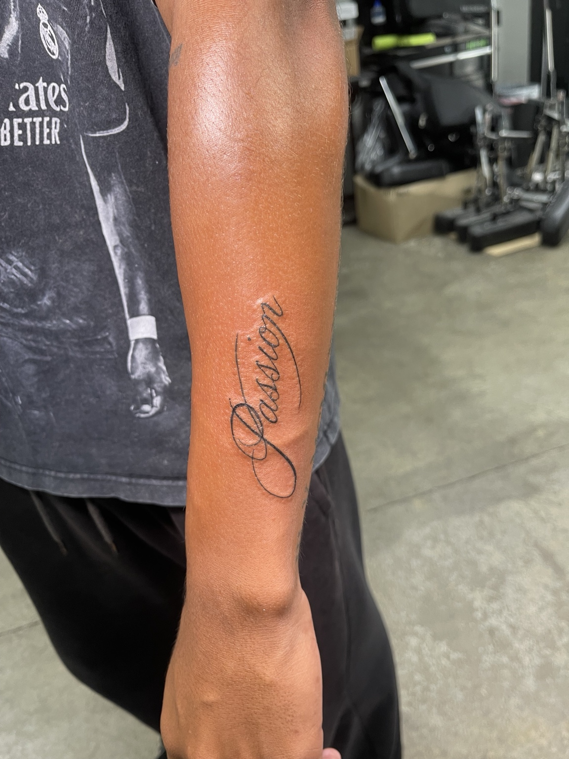 Small script forearm tattoo