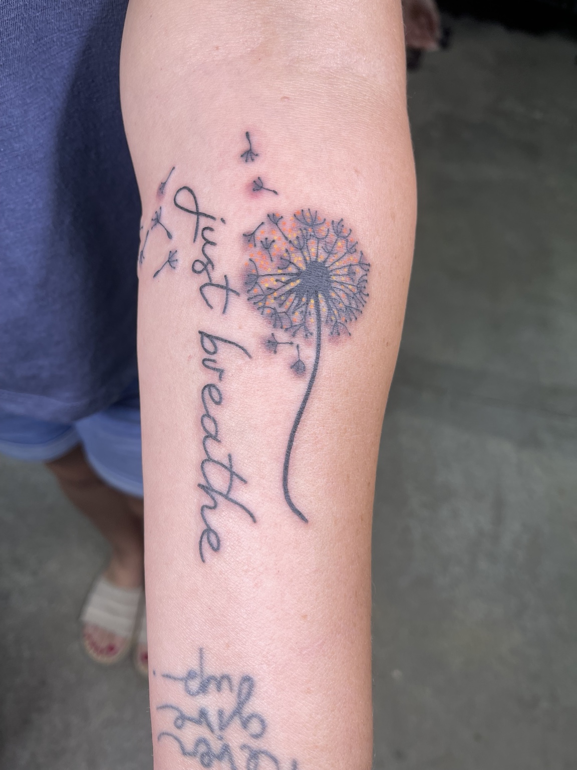 Dandelion script tattoo