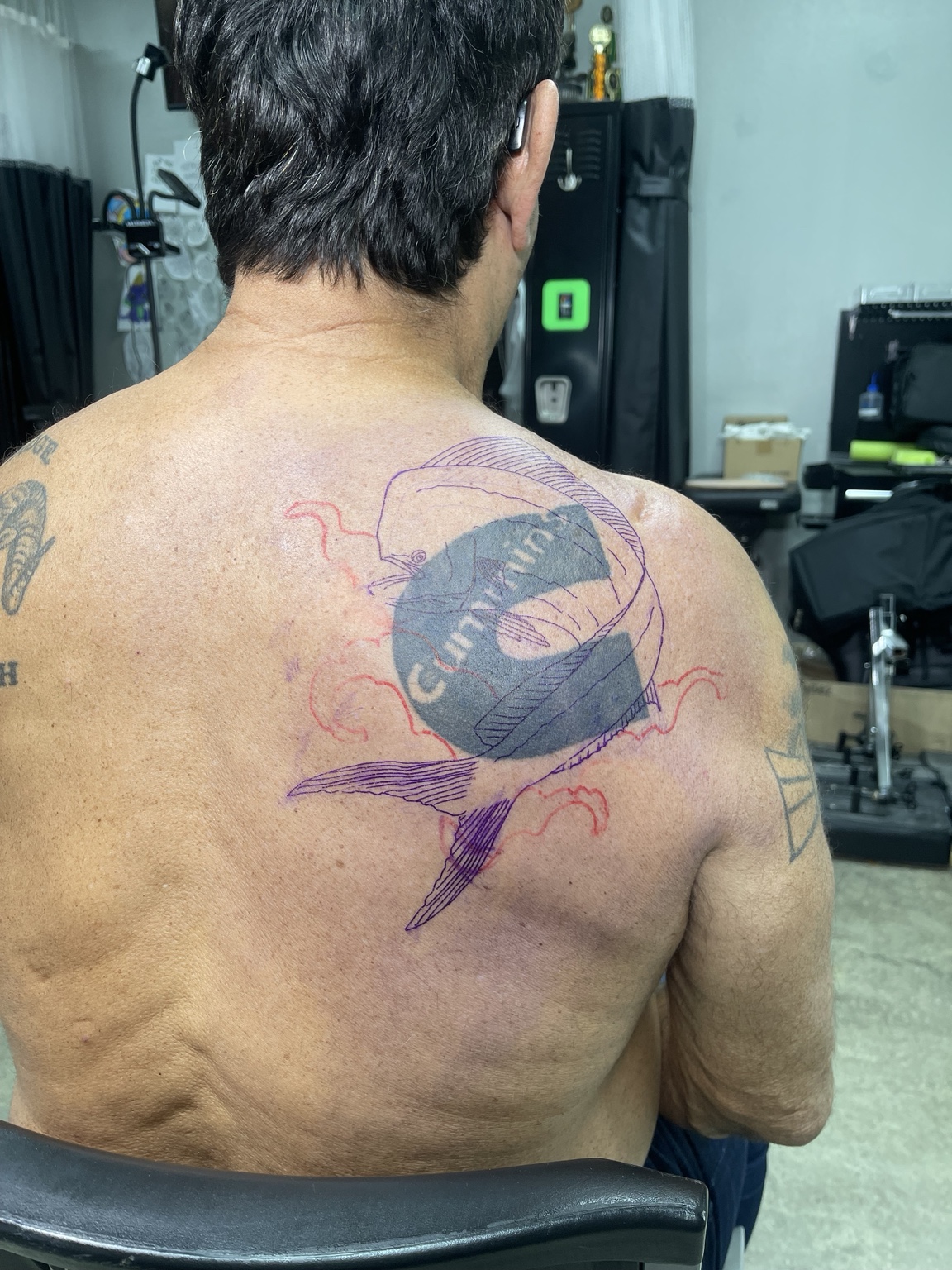 Shoulder tattoo earlier stage