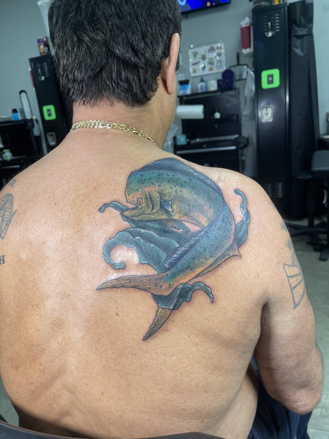 Completed color shoulder tattoo