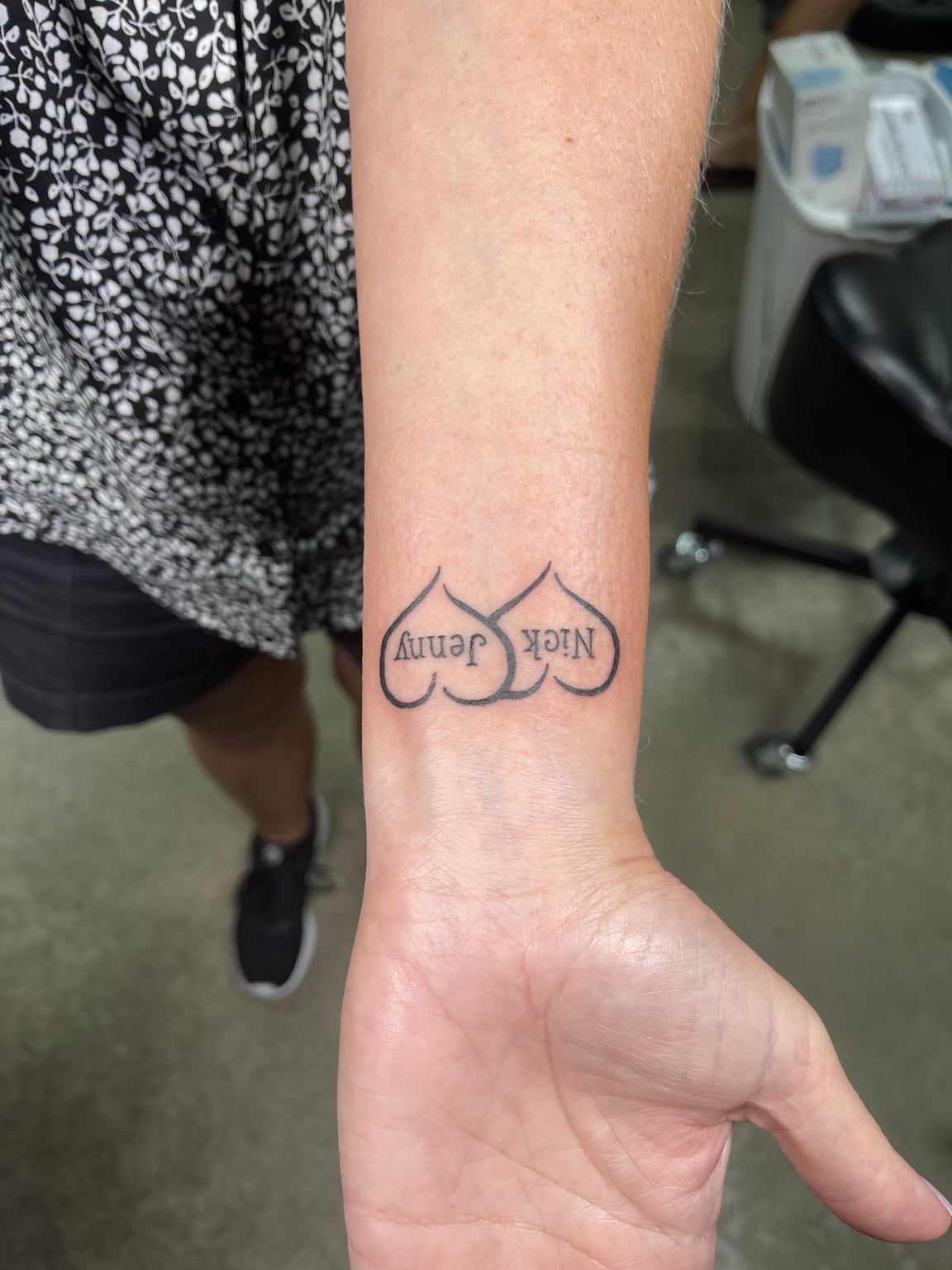 Small matching heart line tattoo