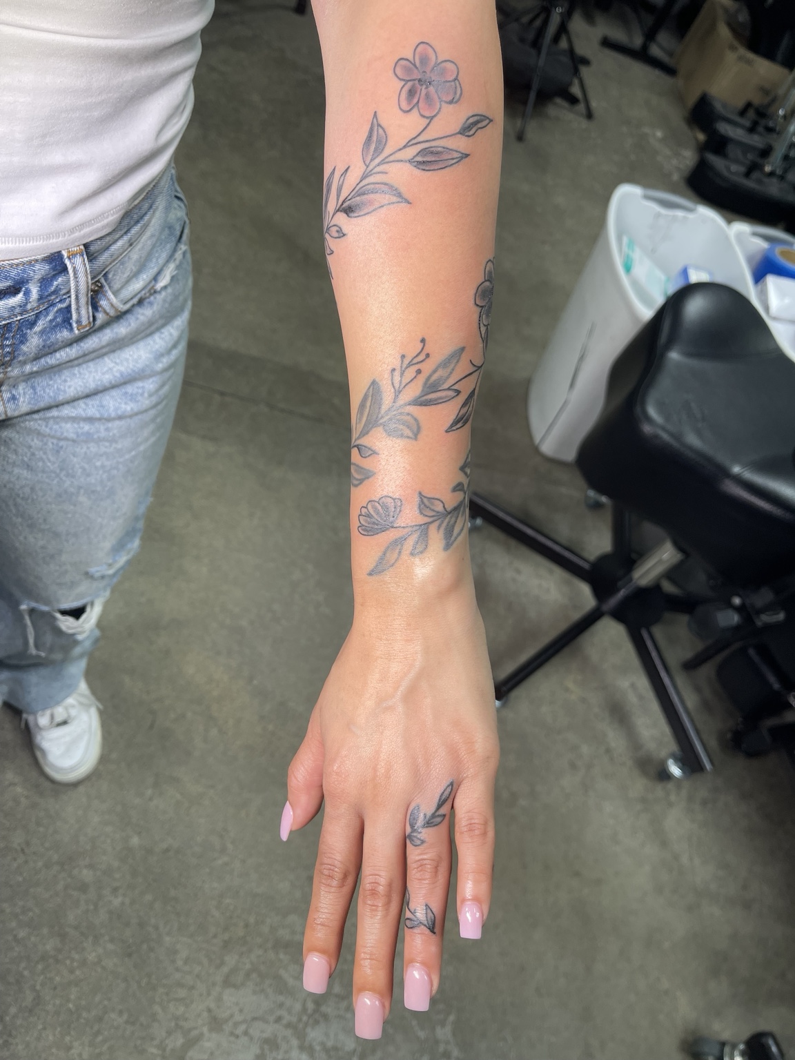 Botanical forearm tattoo