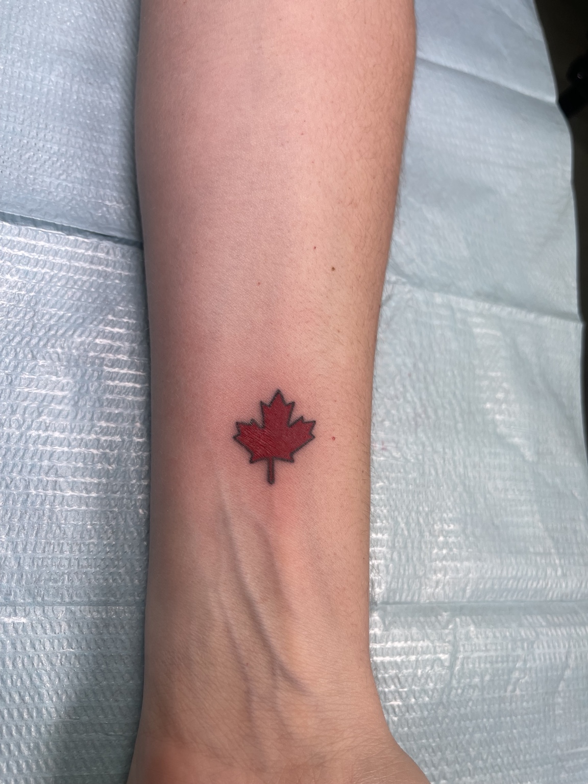 Small maple leaf tattoo