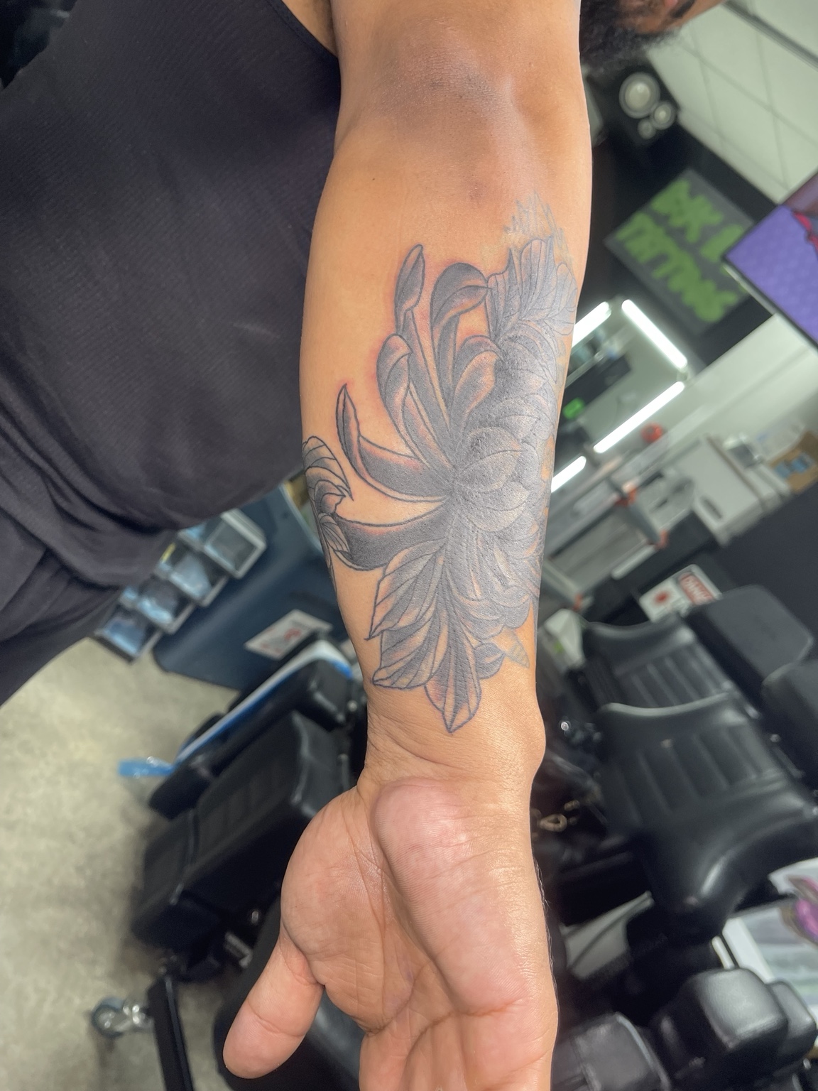Floral forearm tattoo alternate view