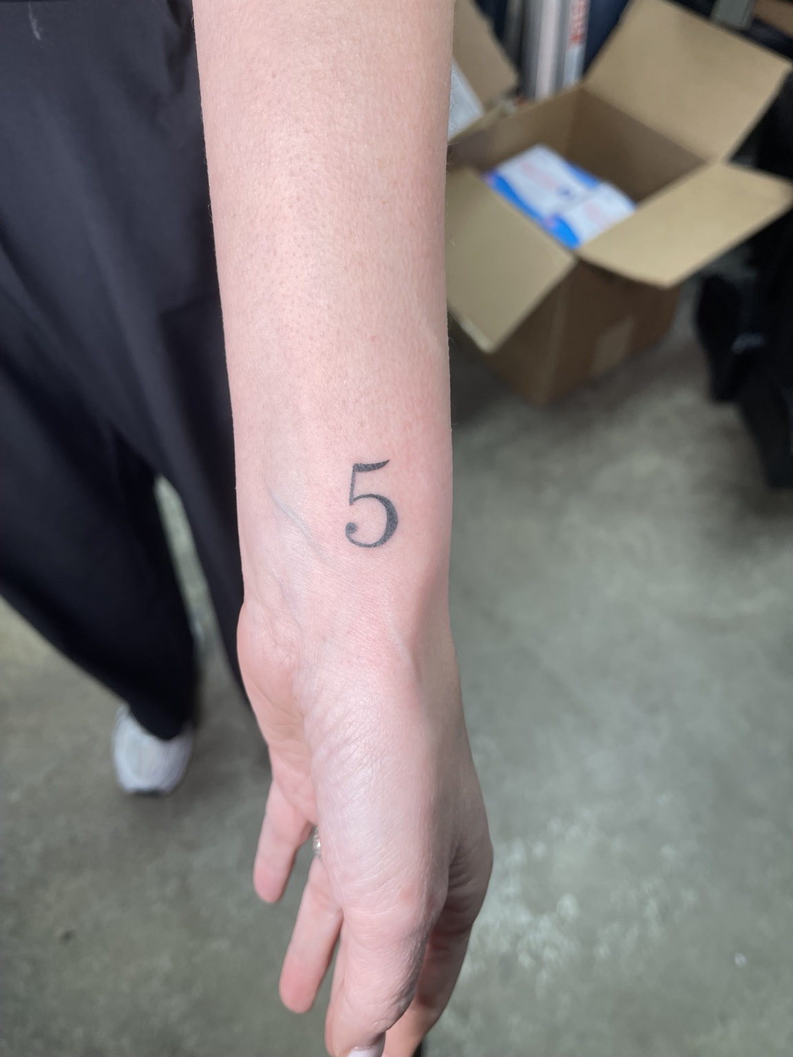 Small matching number five tattoo