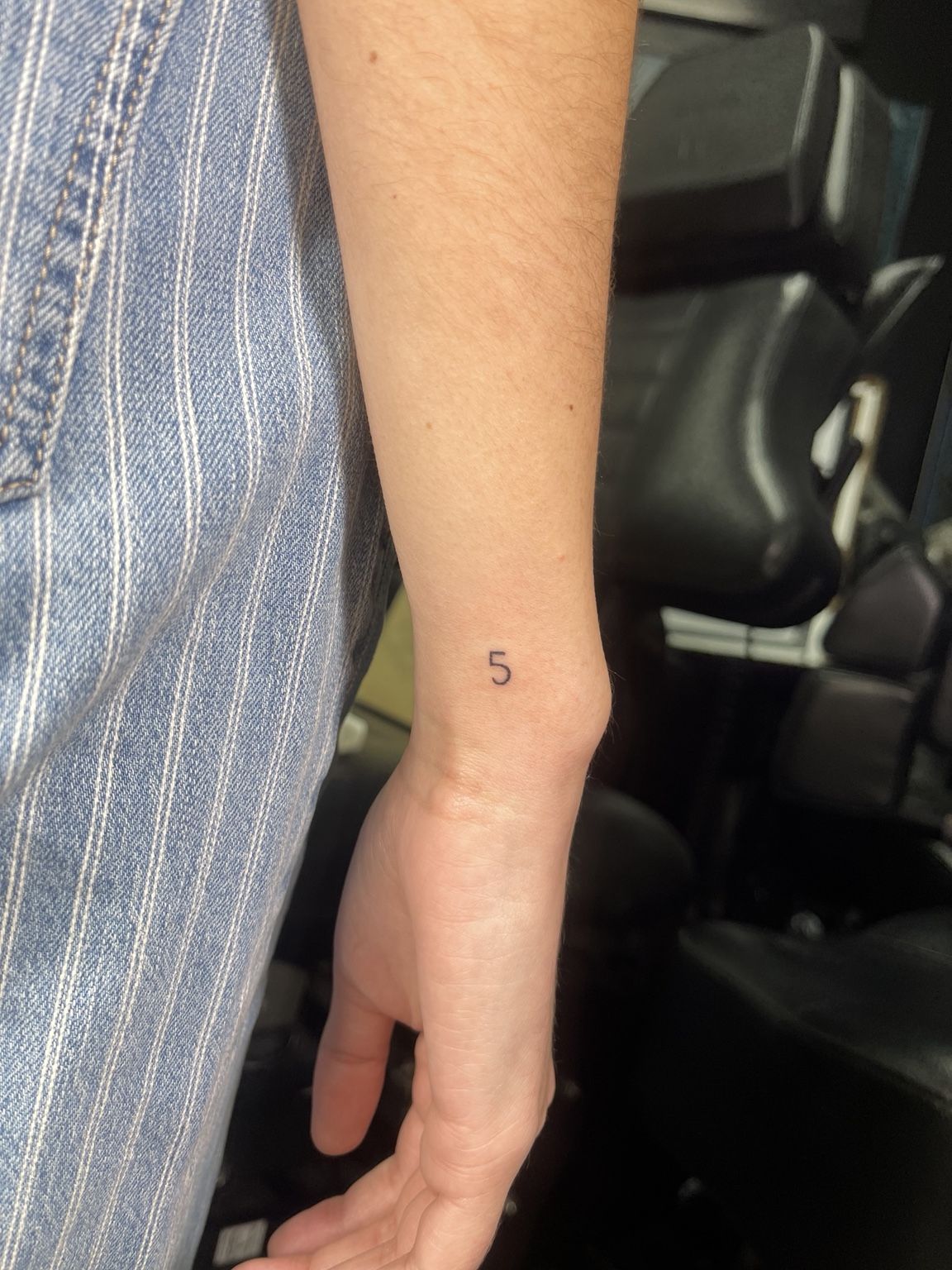 Small matching number five tattoo